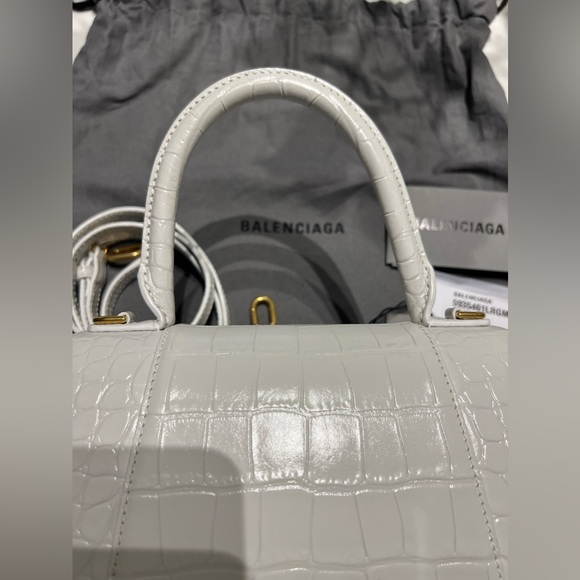 Balenciaga Hourglass Small Croc-Embossed Top-Handle Bag - Picture 2 of 11